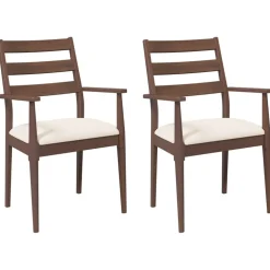 vidaXL Eetkamerstoelen met kussens 2 stuks bruin massief hout rubber