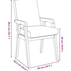 vidaXL Eetkamerstoelen met kussens 2 st massief hout rubber wit