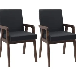 vidaXL Eetkamerstoelen met kussens 2 st massief hout rubber wit