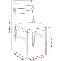 vidaXL Eetkamerstoelen met kussens 2 st massief hout rubber bruin