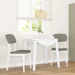 vidaXL Eetkamerstoelen met kussens 2 st massief hout rubber wit