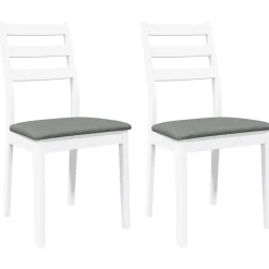 vidaXL Eetkamerstoelen met kussens 2 st massief hout rubber wit