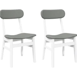 vidaXL Eetkamerstoelen met kussens 2 st massief hout rubber wit