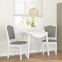 vidaXL Eetkamerstoelen met kussens 2 stuks wit massief hout rubber
