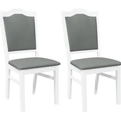 vidaXL Eetkamerstoelen met kussens 2 stuks wit massief hout rubber