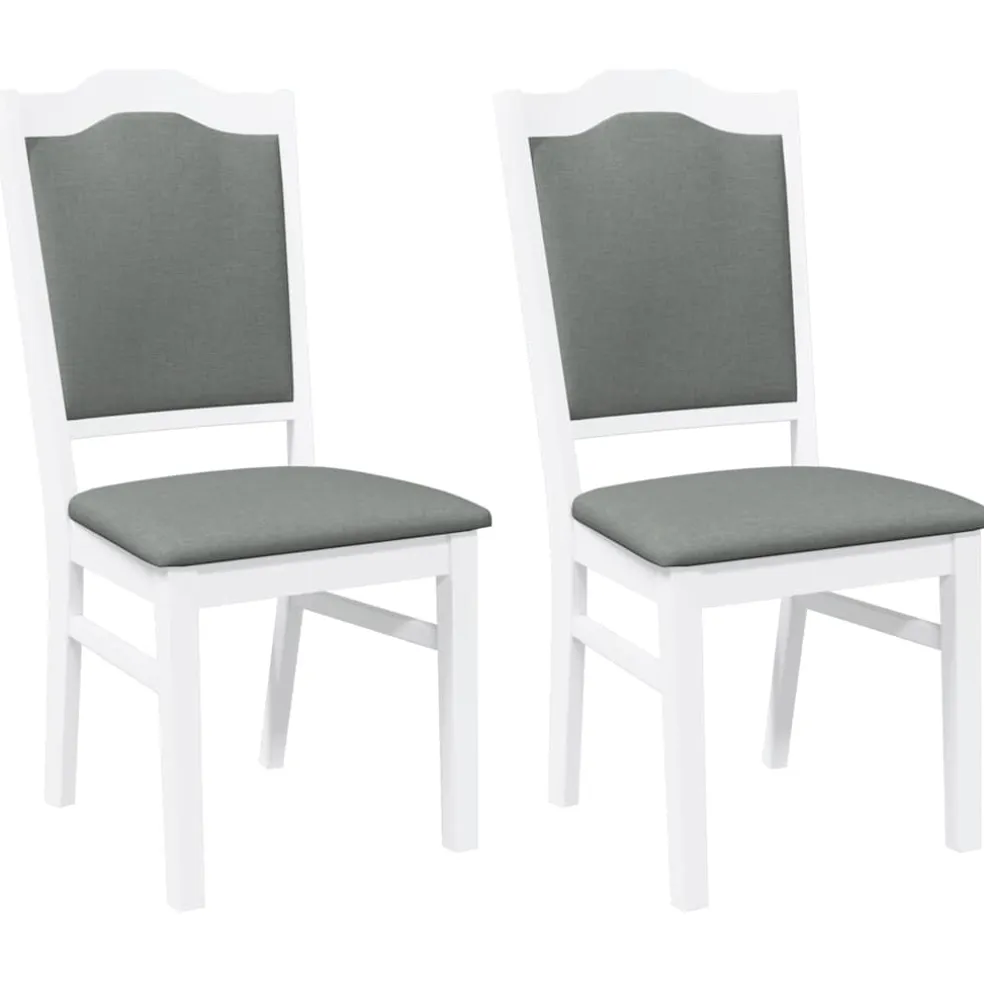 vidaXL Eetkamerstoelen met kussens 2 stuks wit massief hout rubber