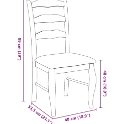 vidaXL Eetkamerstoelen met kussens 2 stuks natuurlijk massief hout rubber