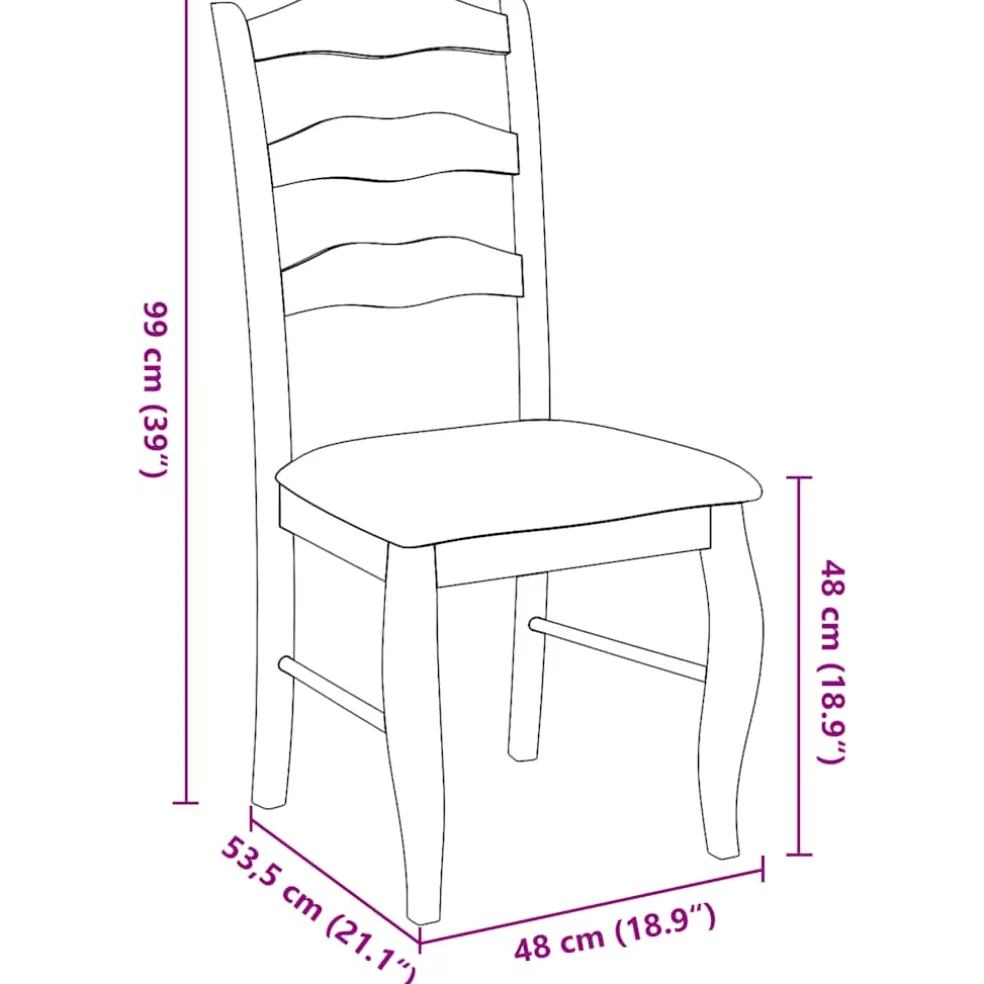 vidaXL Eetkamerstoelen met kussens 2 stuks natuurlijk massief hout rubber