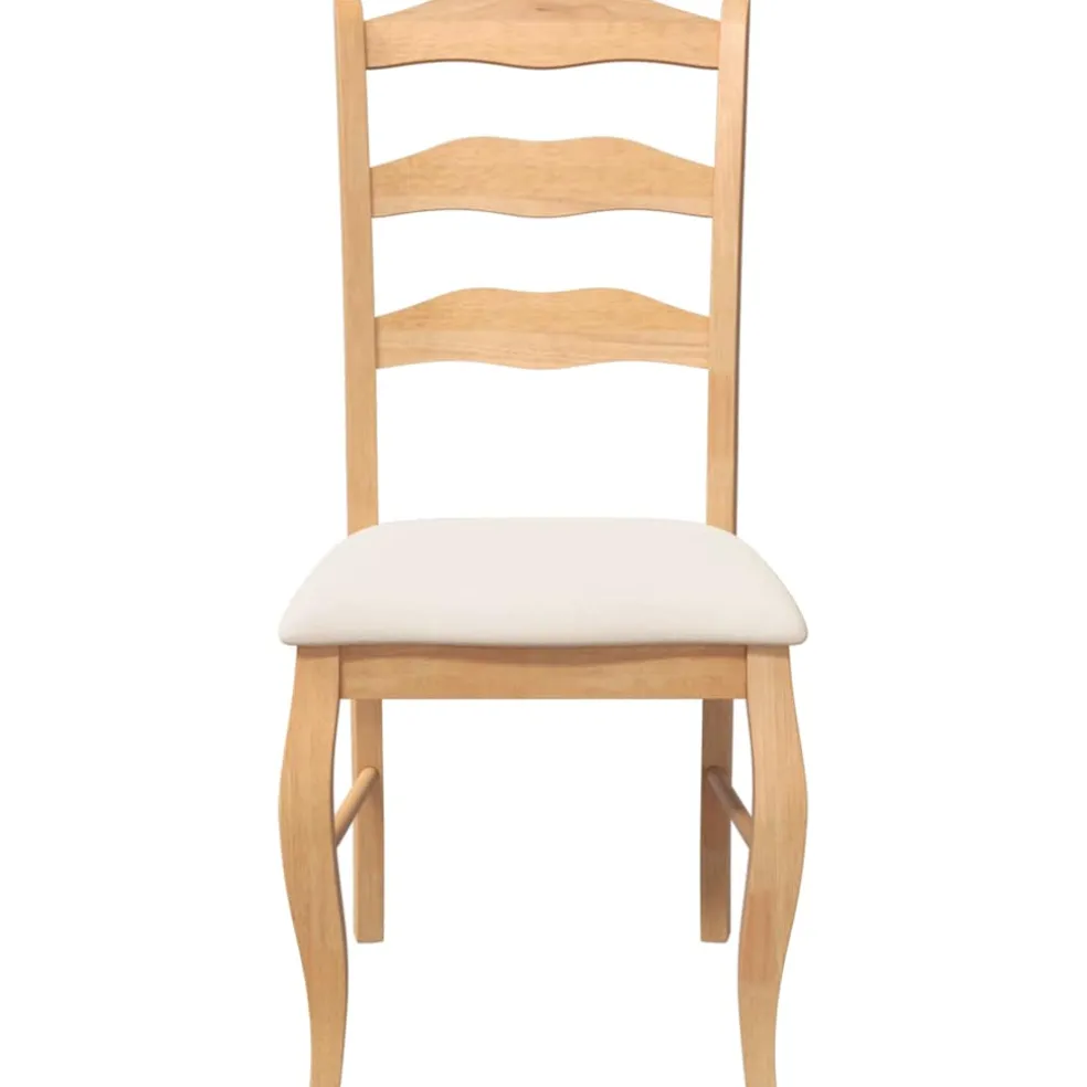 vidaXL Eetkamerstoelen met kussens 2 stuks natuurlijk massief hout rubber