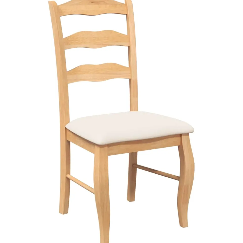 vidaXL Eetkamerstoelen met kussens 2 stuks natuurlijk massief hout rubber
