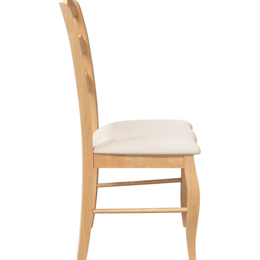 vidaXL Eetkamerstoelen met kussens 2 stuks natuurlijk massief hout rubber