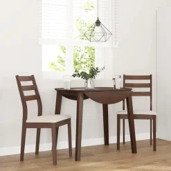 vidaXL Eetkamerstoelen met kussens 2 st massief hout rubber bruin
