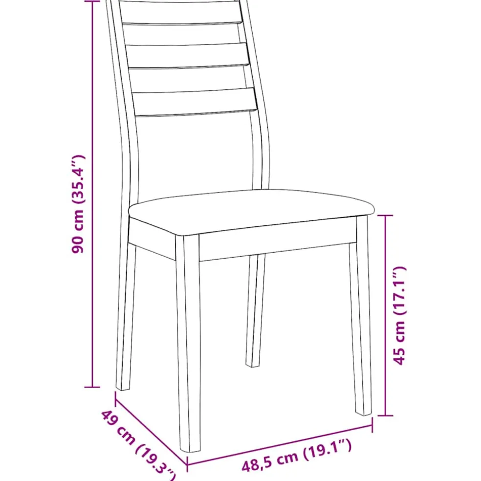 vidaXL Eetkamerstoelen met kussens 2 st massief hout rubber bruin