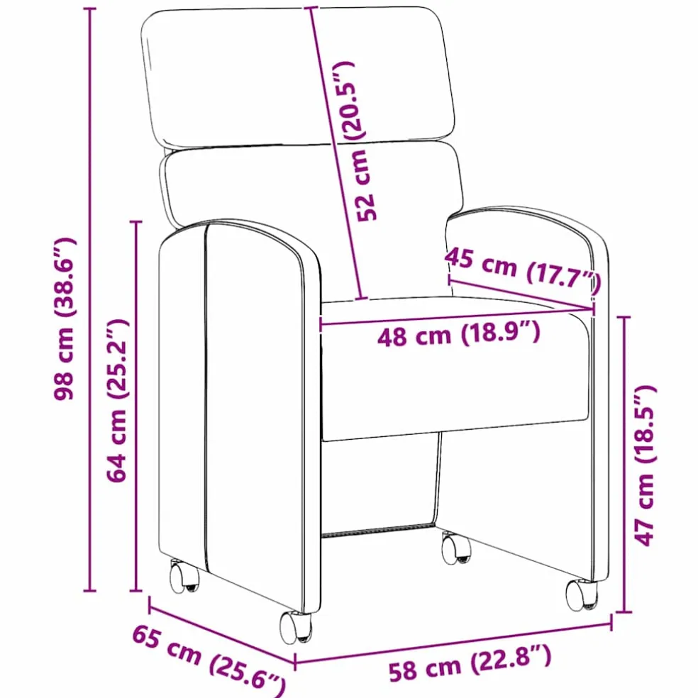 vidaXL Eetkamerstoelen met Wieltjes 2 st Fluweel Donkergrijs