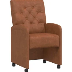 vidaXL Eetkamerstoelen met Wieltjes 2 st Kunstleer Bruin