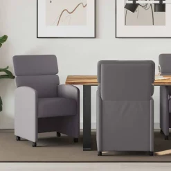 vidaXL Eetkamerstoelen met Wieltjes 2 st Kunstleer Grijs