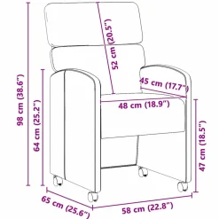 vidaXL Eetkamerstoelen met Wieltjes 2 st Kunstleer Grijs
