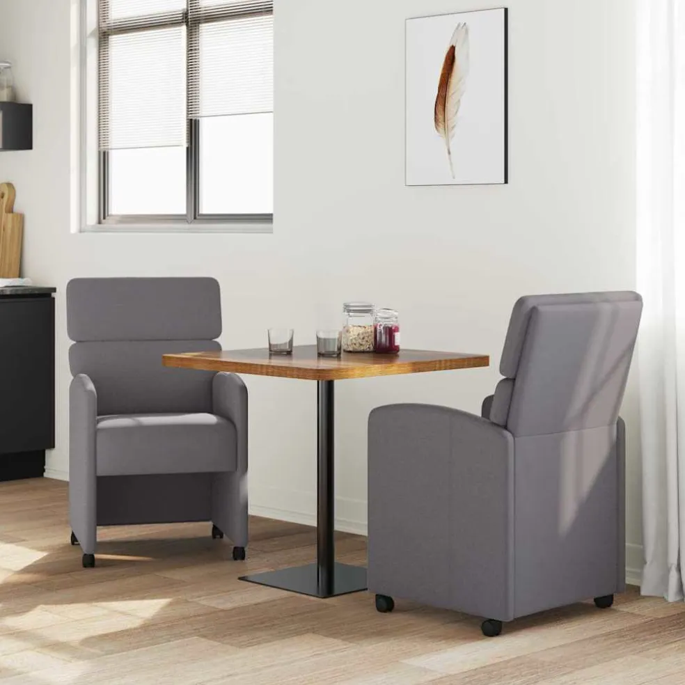 vidaXL Eetkamerstoelen met Wieltjes 2 st Kunstleer Grijs