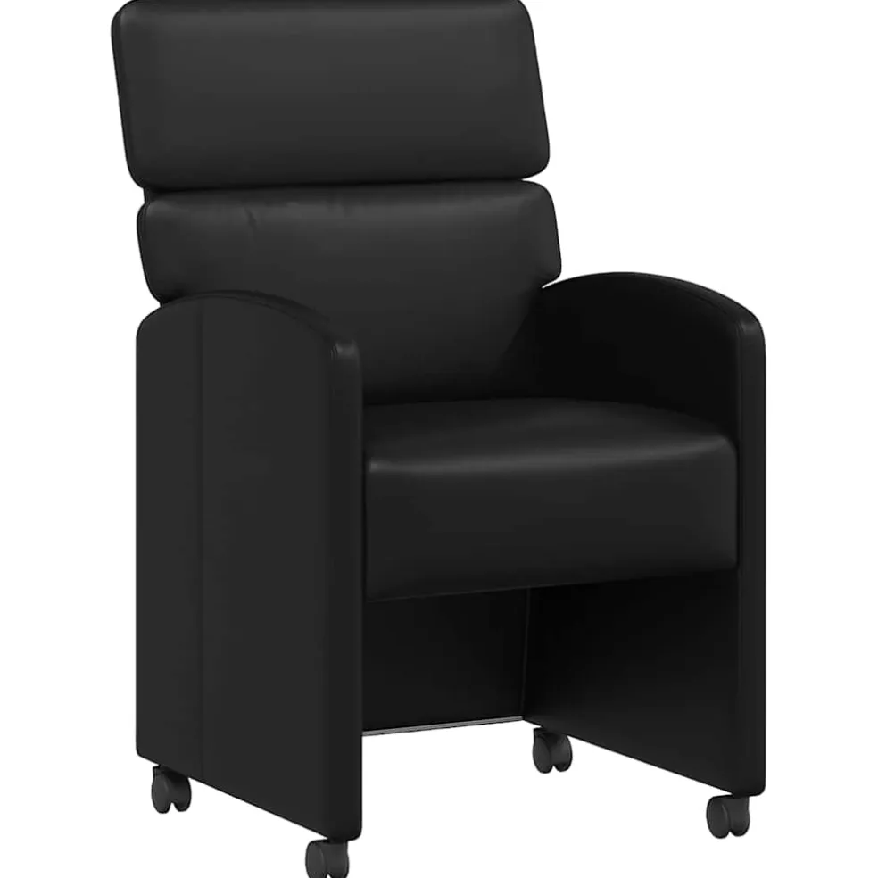 vidaXL Eetkamerstoelen met Wieltjes 2 st Kunstleer Zwart