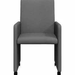 vidaXL Eetkamerstoelen met Wieltjes 2 st Stof Donkergrijs