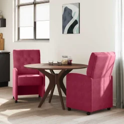 vidaXL Eetkamerstoelen met Wieltjes 2 st Fluweel Wijnrood