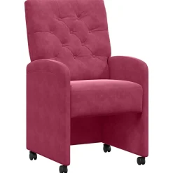 vidaXL Eetkamerstoelen met Wieltjes 2 st Fluweel Wijnrood