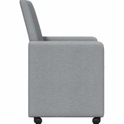 vidaXL Eetkamerstoelen met Wieltjes 2 st Stof Lichtgrijs
