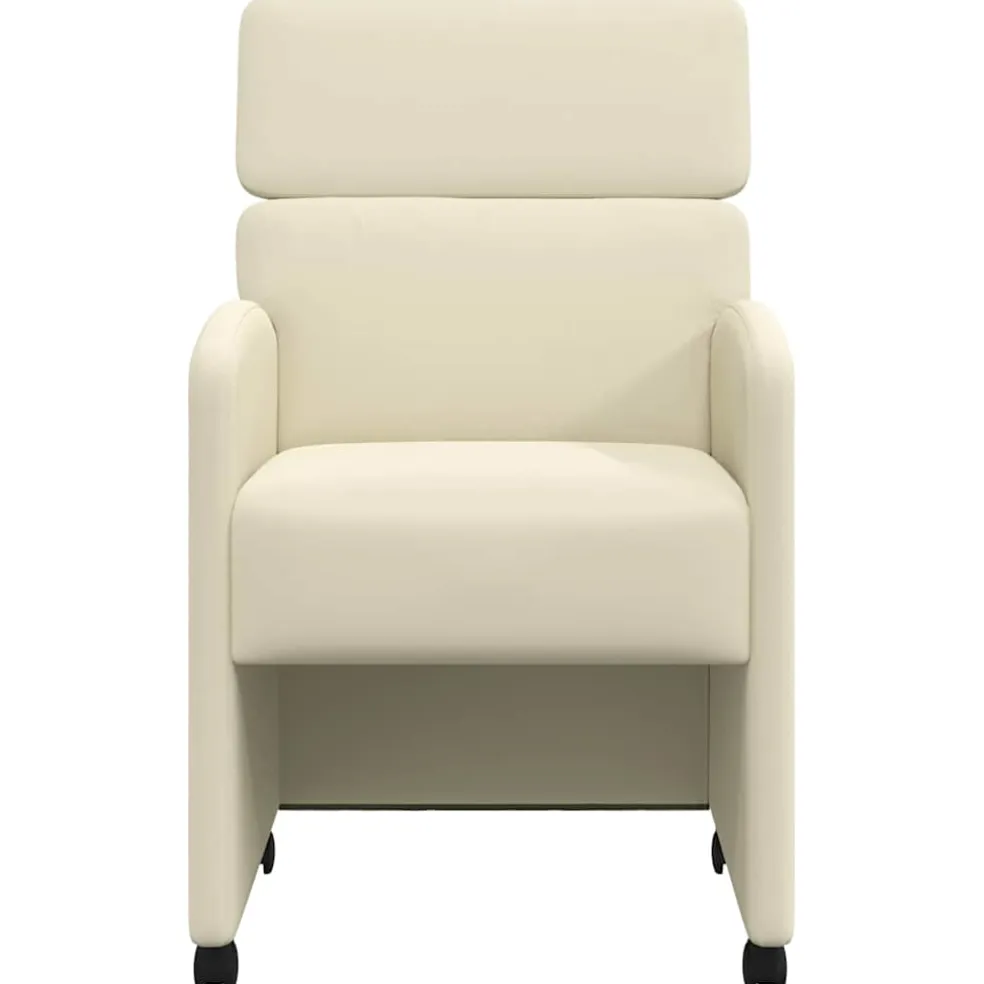 vidaXL Eetkamerstoelen met Wieltjes 2 st Kunstleer Crème