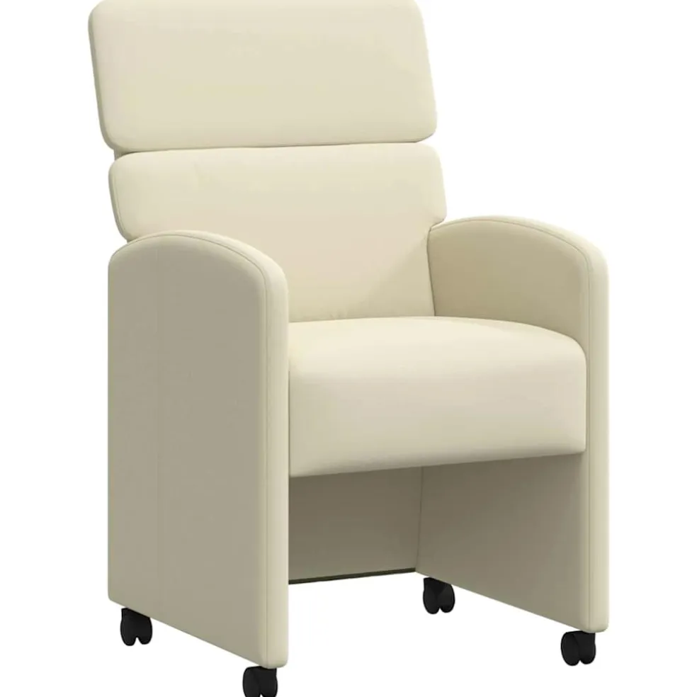vidaXL Eetkamerstoelen met Wieltjes 2 st Kunstleer Crème
