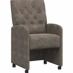 vidaXL Eetkamerstoelen met Wieltjes 2 st Nep Suede Leer Donkergrijs
