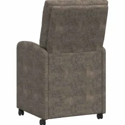 vidaXL Eetkamerstoelen met Wieltjes 2 st Nep Suede Leer Donkergrijs