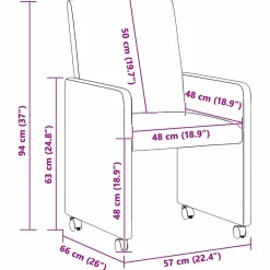 vidaXL Eetkamerstoelen met Wieltjes 2 st Faux suede leer Donkergrijs