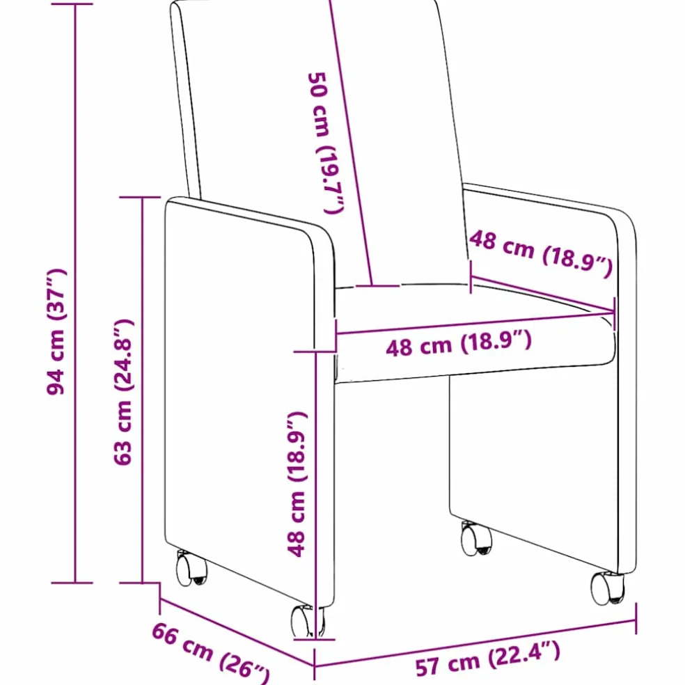 vidaXL Eetkamerstoelen met Wieltjes 2 st Faux suede leer Donkergrijs
