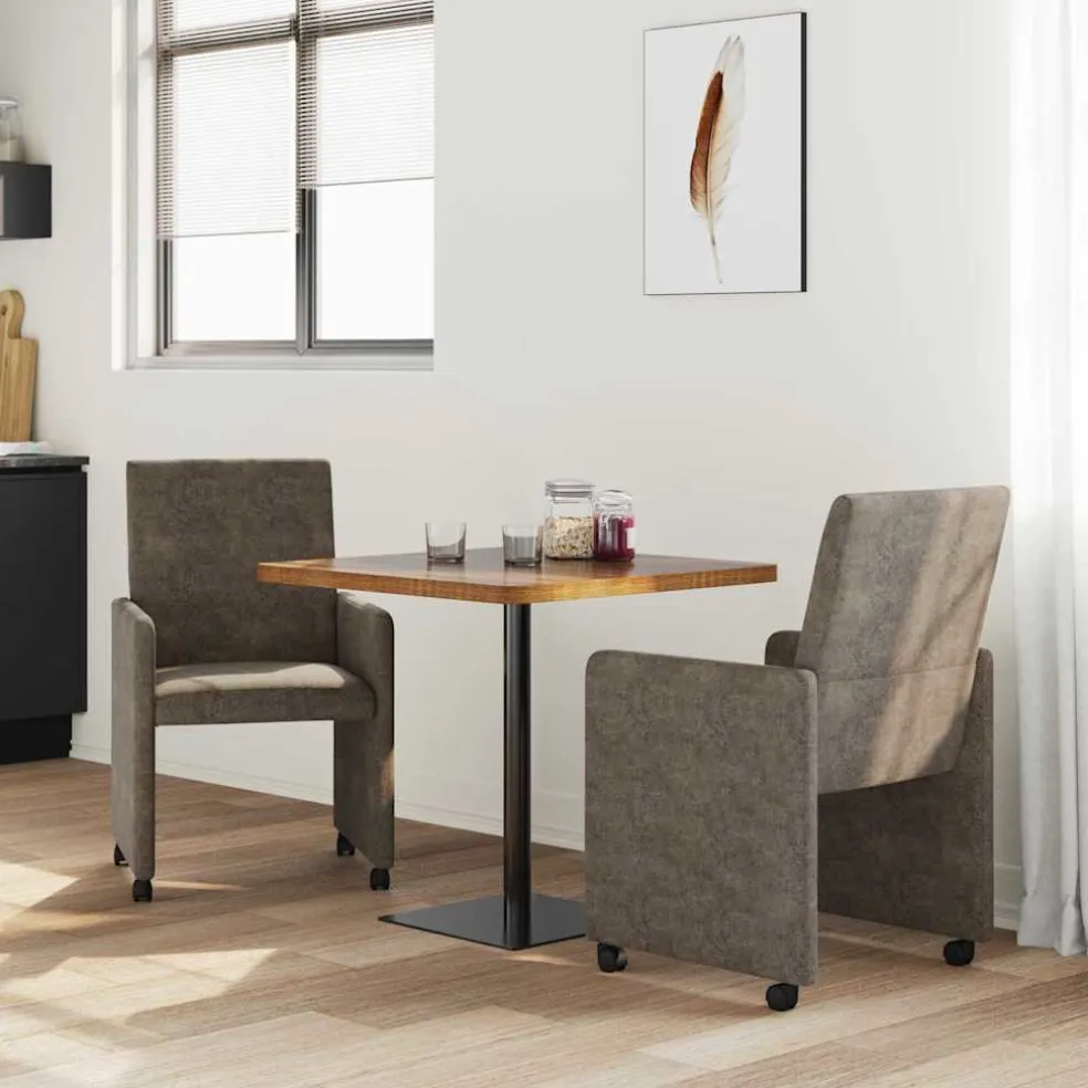 vidaXL Eetkamerstoelen met Wieltjes 2 st Faux suede leer Donkergrijs