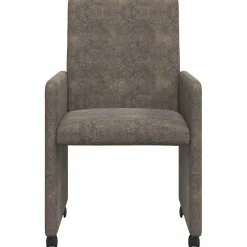 vidaXL Eetkamerstoelen met Wieltjes 2 st Faux suede leer Donkergrijs