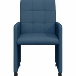 vidaXL Eetkamerstoelen met Wieltjes 2 st Stof Blauw 58 x 65 x 94 cm