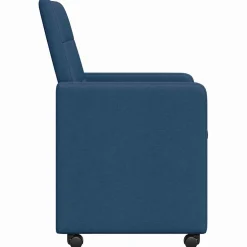 vidaXL Eetkamerstoelen met Wieltjes 2 st Stof Blauw 58 x 65 x 94 cm