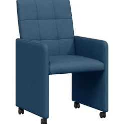 vidaXL Eetkamerstoelen met Wieltjes 2 st Stof Blauw 58 x 65 x 94 cm