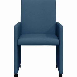 vidaXL Eetkamerstoelen met Wieltjes 2 st Stof Blauw 57 x 66 x 94 cm