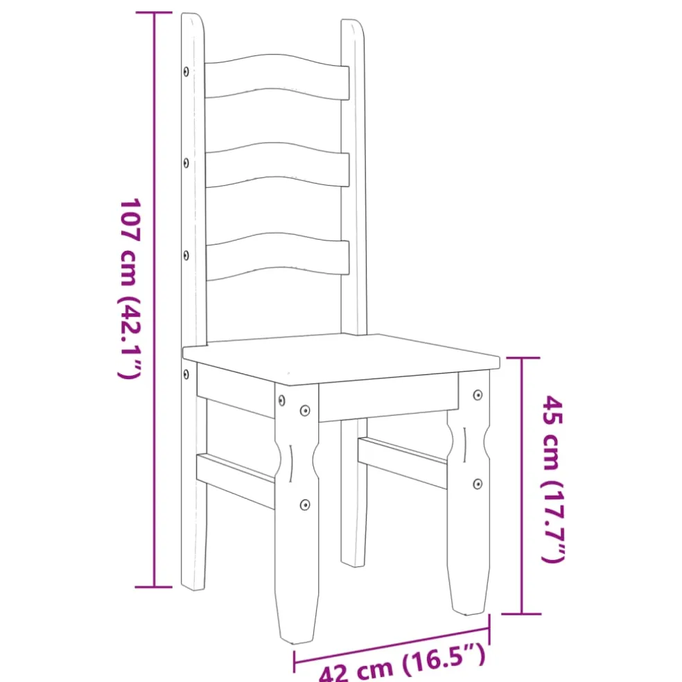vidaXL Eetkamerstoelen 2 st Corona 42x47x107 cm grenenhout wit