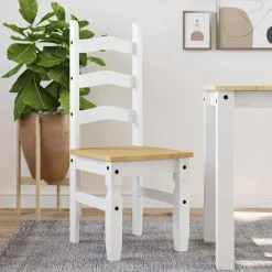vidaXL Eetkamerstoelen 2 st Corona 42x47x107 cm grenenhout wit