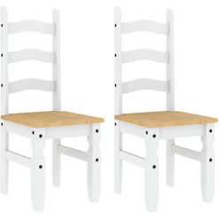 vidaXL Eetkamerstoelen 2 st Corona 42x47x107 cm grenenhout wit