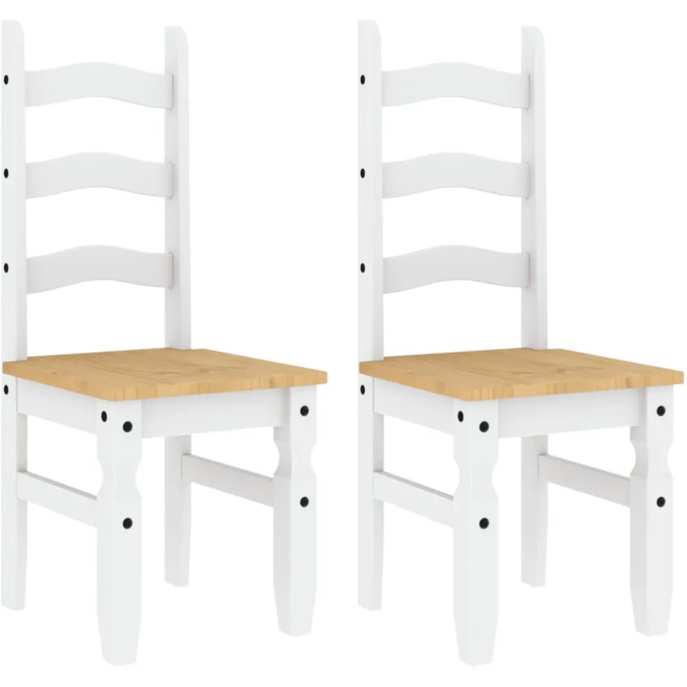 vidaXL Eetkamerstoelen 2 st Corona 42x47x107 cm grenenhout wit