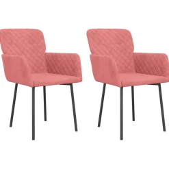 vidaXL Eetkamerstoelen 2 st fluweel roze