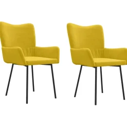 vidaXL Eetkamerstoelen 2 st fluweel geel