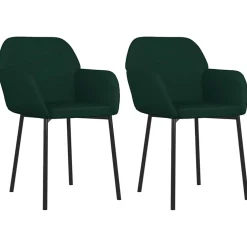 vidaXL Eetkamerstoelen 2 st fluweel donkergroen