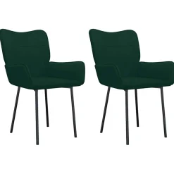vidaXL Eetkamerstoelen 2 st fluweel donkergroen
