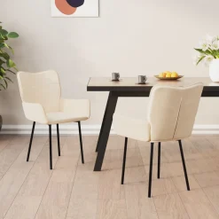 vidaXL Eetkamerstoelen 2 st fluweel crèmekleurig