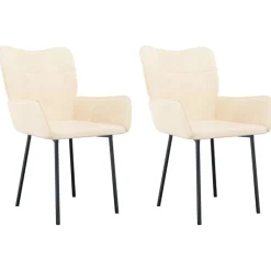 vidaXL Eetkamerstoelen 2 st fluweel crèmekleurig