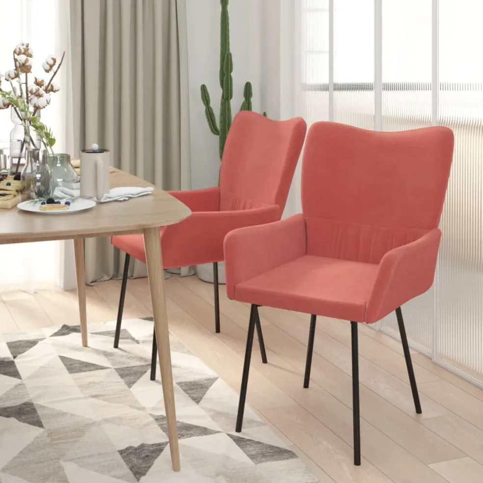 vidaXL Eetkamerstoelen 2 st fluweel roze